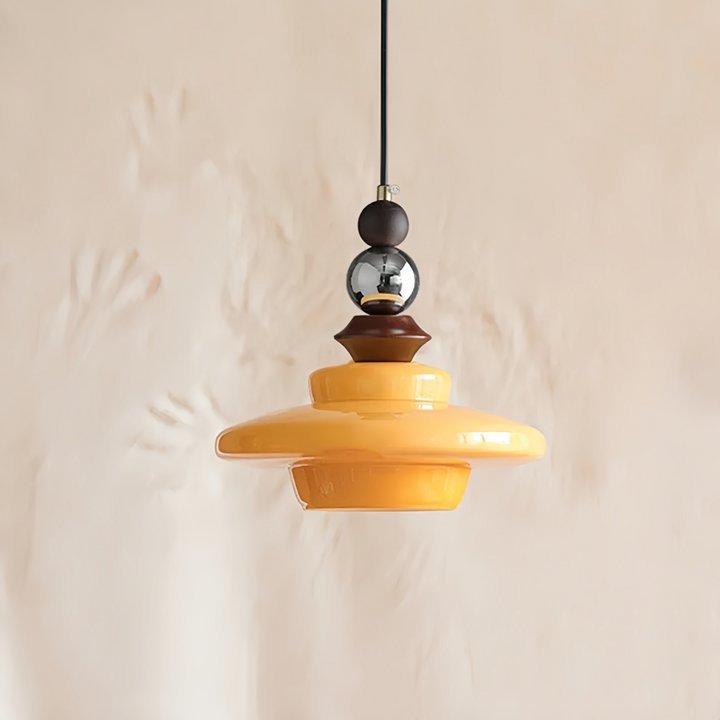 Lampa wisząca do jadalni w stylu średniowiecznym, szklana, beżowa