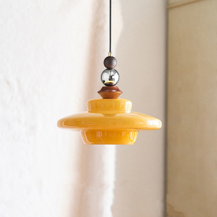 Lampa wisząca do jadalni w stylu średniowiecznym, szklana, beżowa