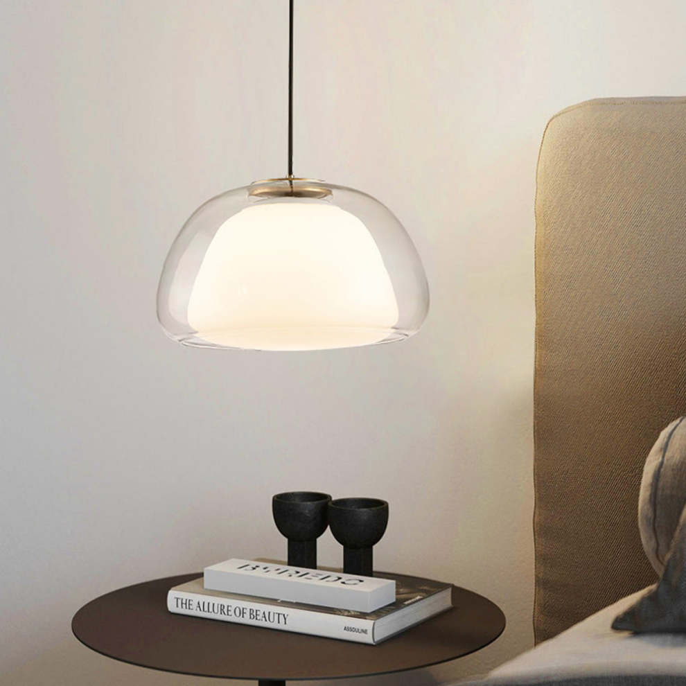 Nowoczesna lampa wisząca ze szkła mlecznego