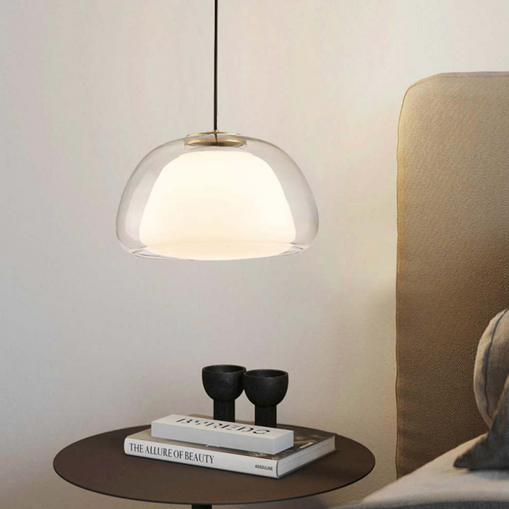 Nowoczesna lampa wisząca ze szkła mlecznego