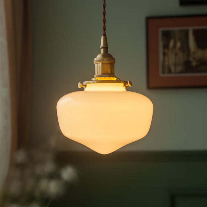 Retro mosiężna lampa wisząca z lampionem
