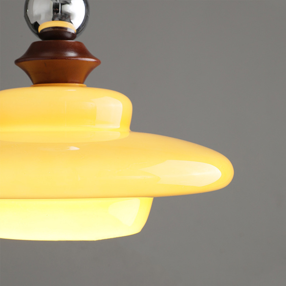 Lampa wisząca do jadalni w stylu średniowiecznym, szklana, beżowa