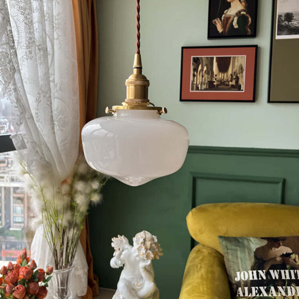 Retro mosiężna lampa wisząca z lampionem