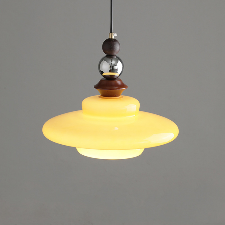 Lampa wisząca do jadalni w stylu średniowiecznym, szklana, beżowa