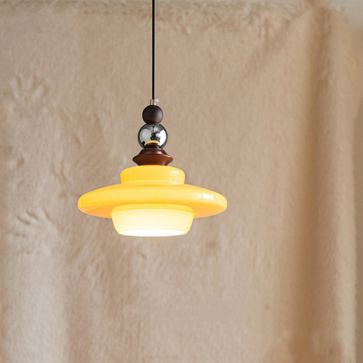 Lampa wisząca do jadalni w stylu średniowiecznym, szklana, beżowa