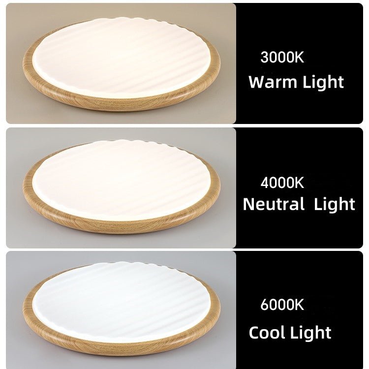 Okrąła drewniana LED lampa sufitowa do sypialni