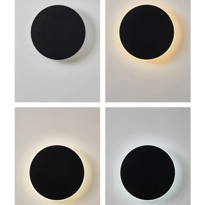 Minimalistyczna okrągła lampa LED na ścianę z metalu do użytku zewnętrznego