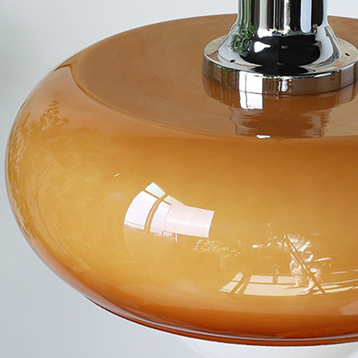 Lampa wisząca Bauhaus z szklanym kloszem w kolorze kawy