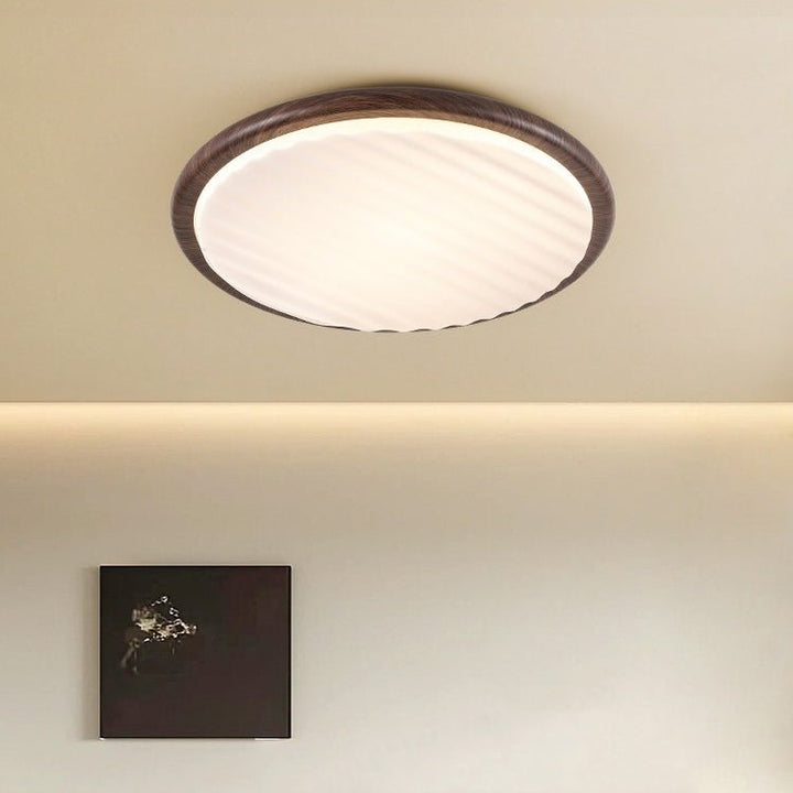 Okrąła drewniana LED lampa sufitowa do sypialni