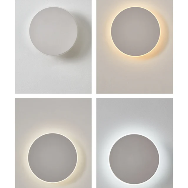 Minimalistyczna okrągła lampa LED na ścianę z metalu do użytku zewnętrznego