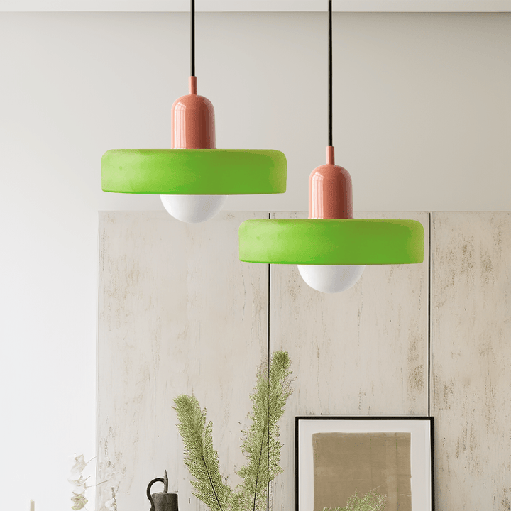 Lampa wisząca Bauhaus z kolorowego szkła