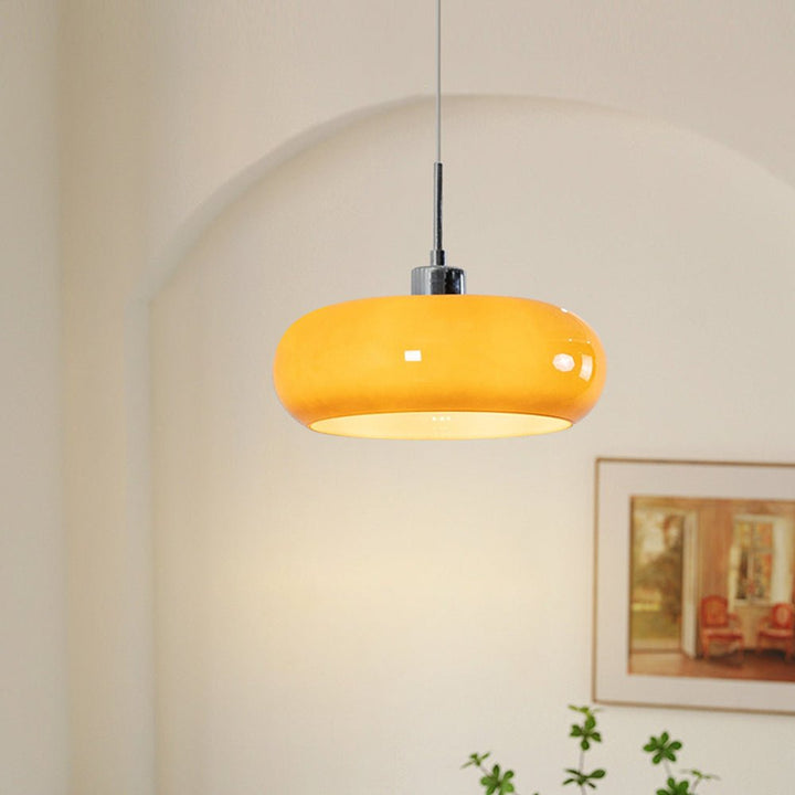 Lampa wisząca Hailie w kształcie bochenka ze szkła