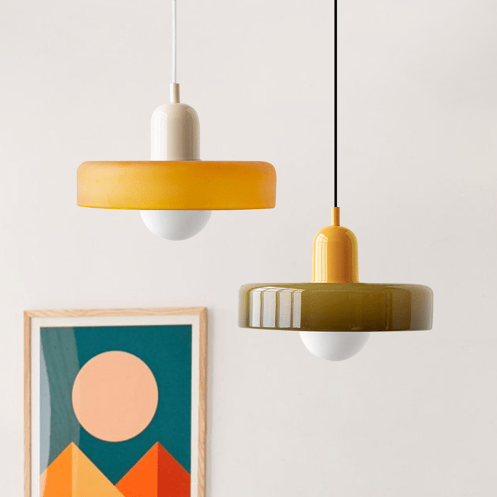 Lampa wisząca Bauhaus z kolorowego szkła