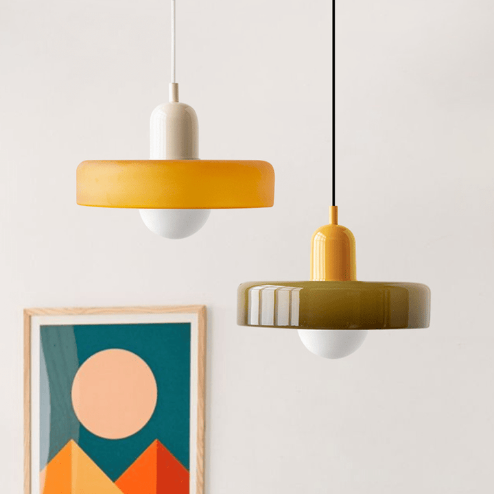 Lampa wisząca Bauhaus z kolorowego szkła
