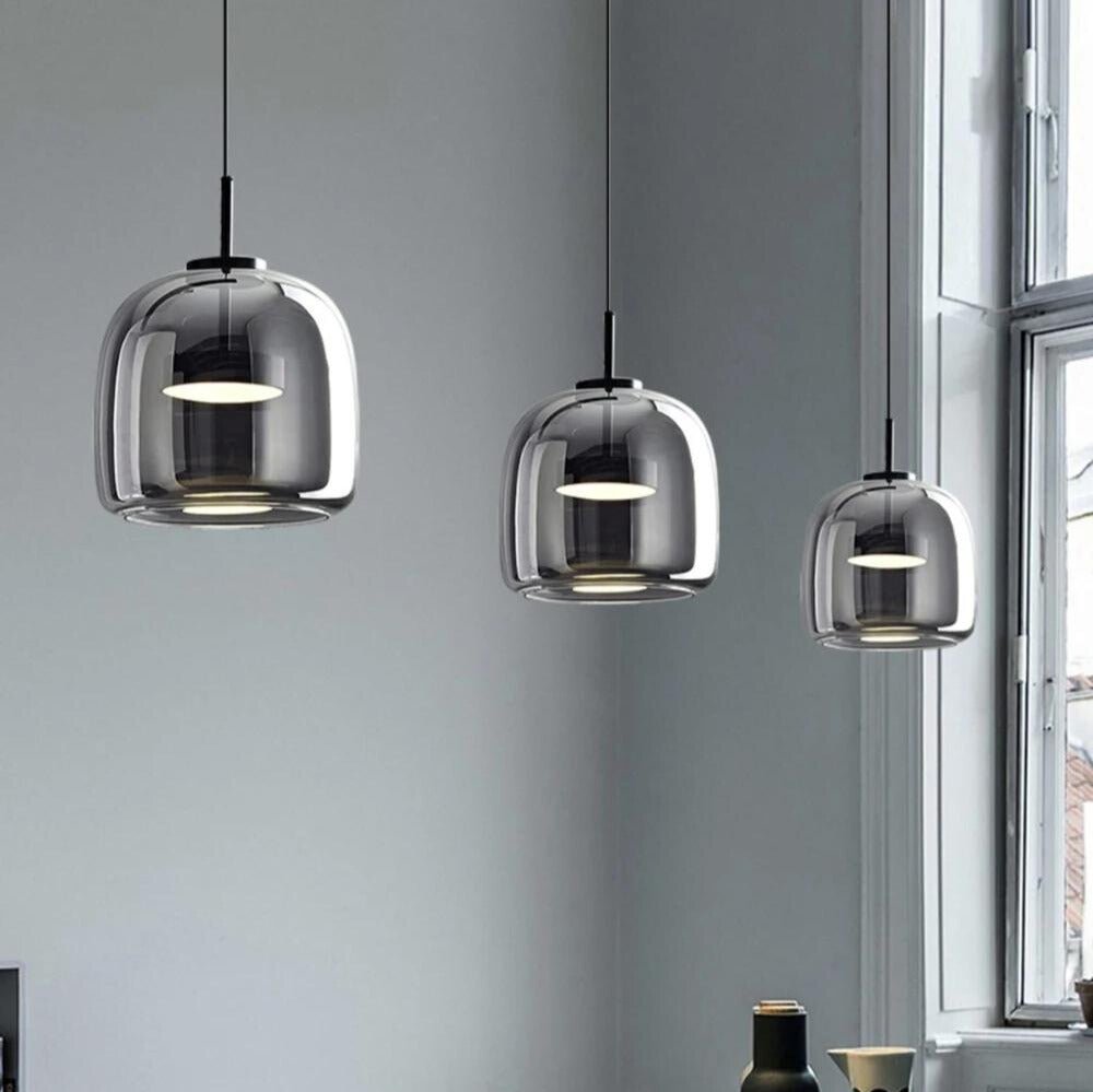 Skandynawska czarna szklana lampa wisząca