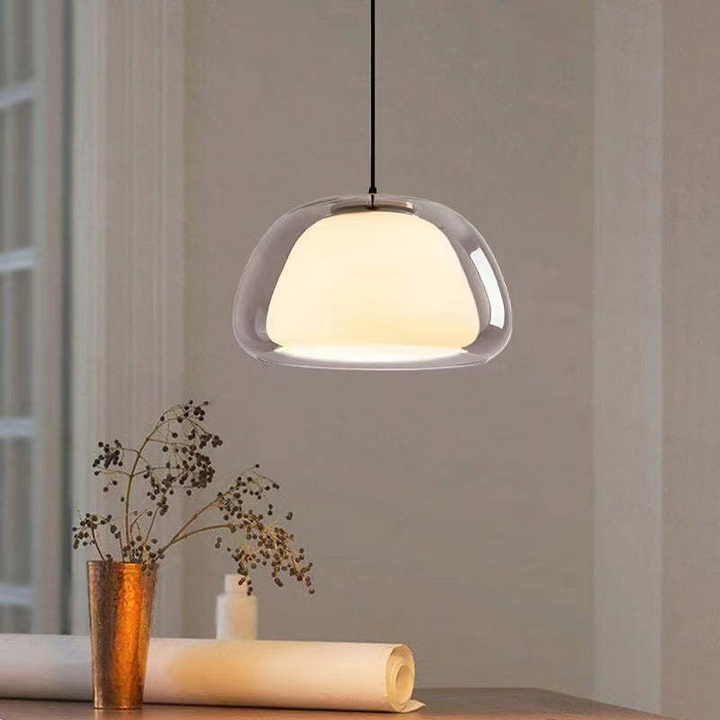Nowoczesna lampa wisząca ze szkła mlecznego