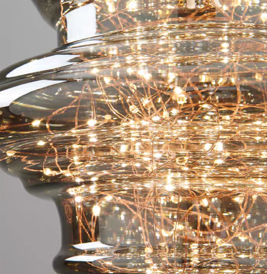 Nowoczesna Szara Szklana Lampa Wisząca z Gwiazdami