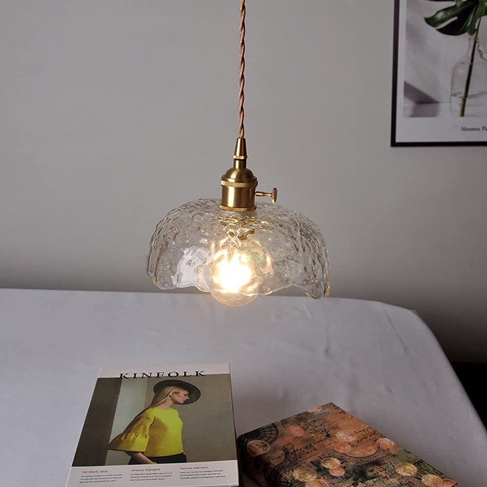 Nieregularna lampa wisząca z mosiężnego szkła