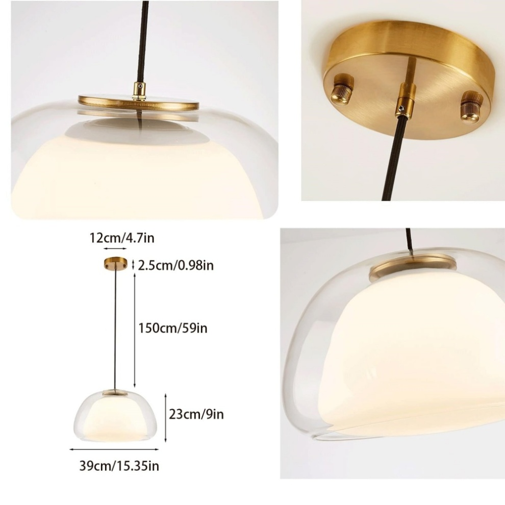 Nowoczesna lampa wisząca ze szkła mlecznego