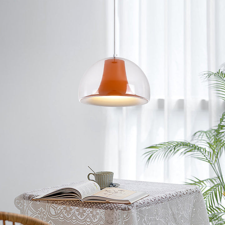 Półokrągła szklana lampa wisząca meduza