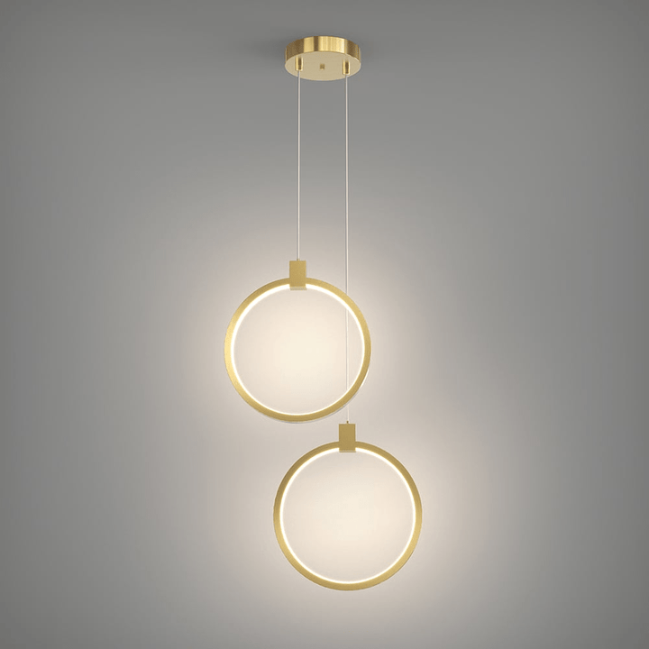 Lampa Wisząca 2-Świecowa Okrągła Złota Mosiężna