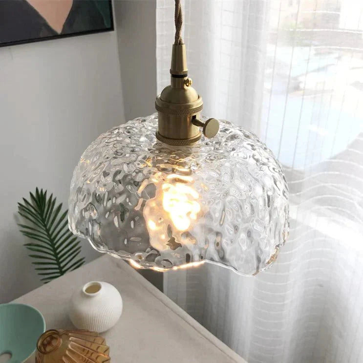 Nieregularna lampa wisząca z mosiężnego szkła