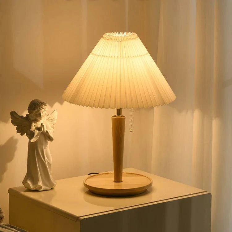 Vintage Złożona Drewniana Lampa Stołowa