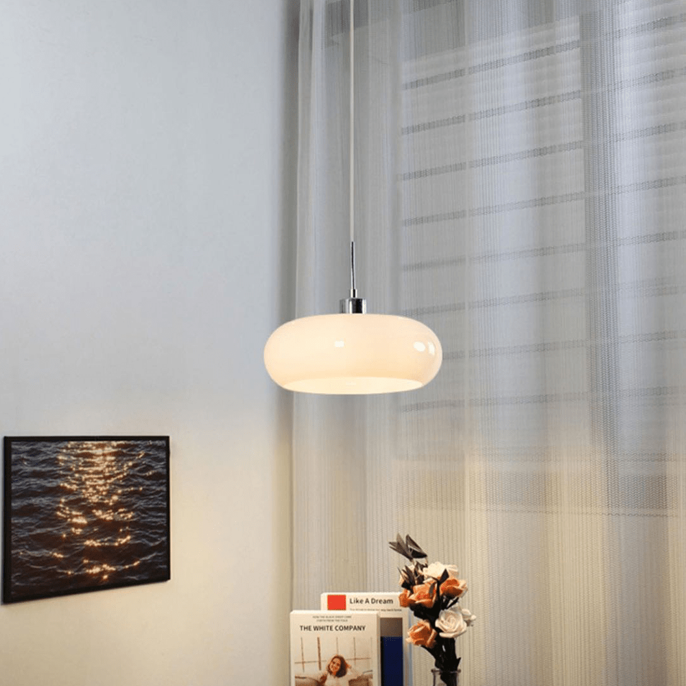 Lampa wisząca Hailie w kształcie bochenka ze szkła