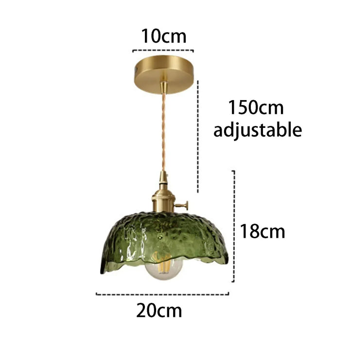 Nieregularna lampa wisząca z mosiężnego szkła