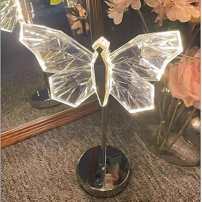 Lampa Stołowa Kryształowa Motyl