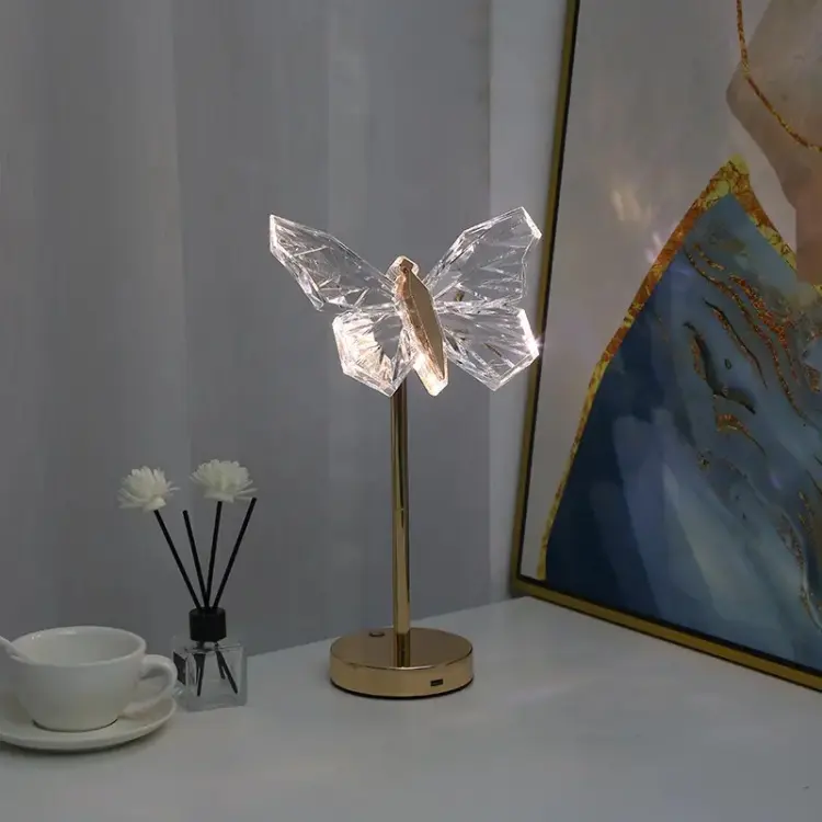 Lampa Stołowa Kryształowa Motyl