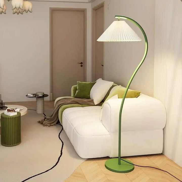 Nowoczesna lampa podłogowa LED z tkaniny