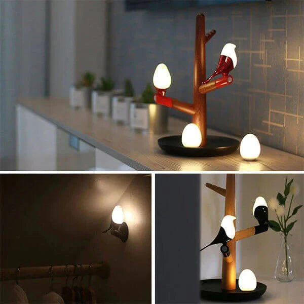 Ekster Drewniana Lampa LED z Czujnikiem i Ładowaniem