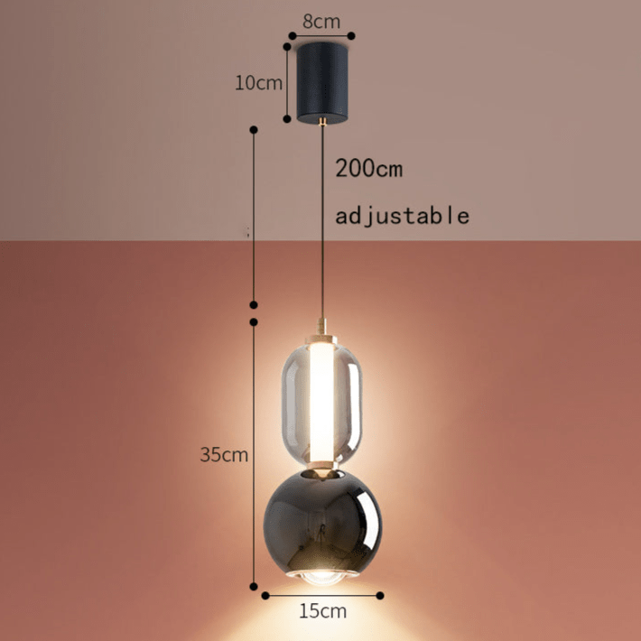 Nordycka lampa wisząca z żelaza i szkła
