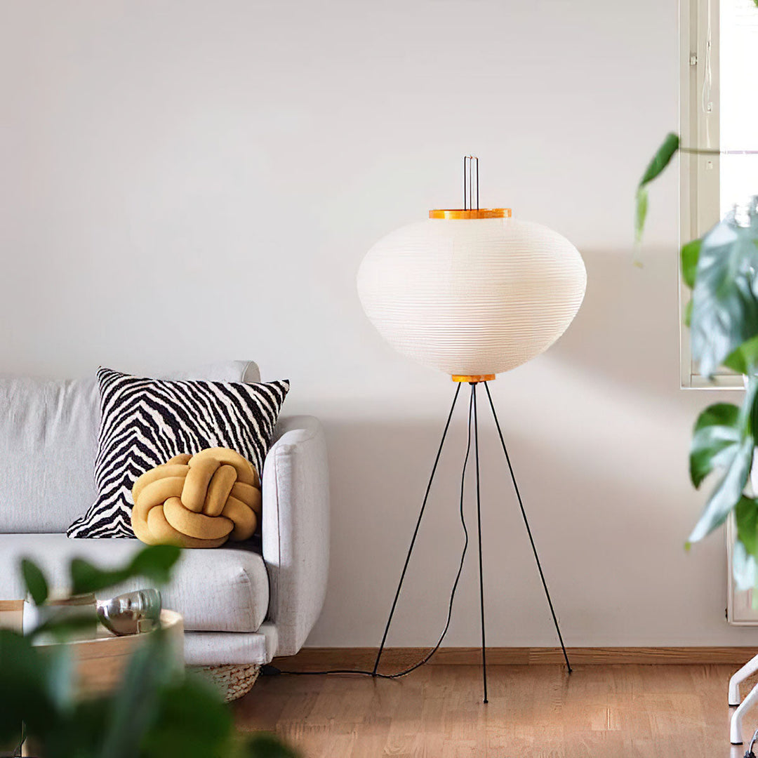 Lampa podłogowa z papieru ryżowego
