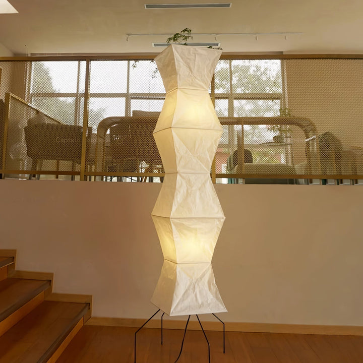 Lampa podłogowa z papieru ryżowego