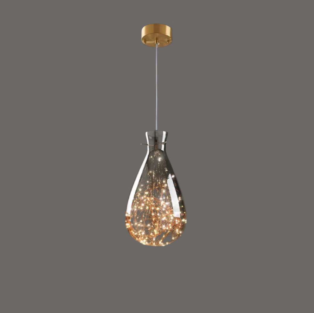 Nowoczesna Szara Szklana Lampa Wisząca z Gwiazdami