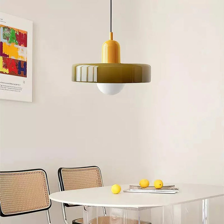 Lampa wisząca Bauhaus z kolorowego szkła