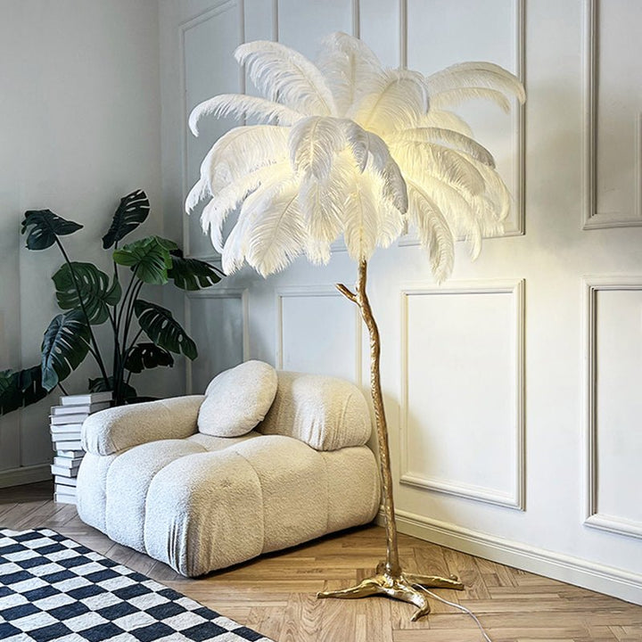 Lampa Podłogowa z Piór Strusich Nordic