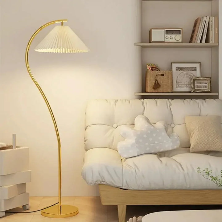 Nowoczesna lampa podłogowa LED z tkaniny