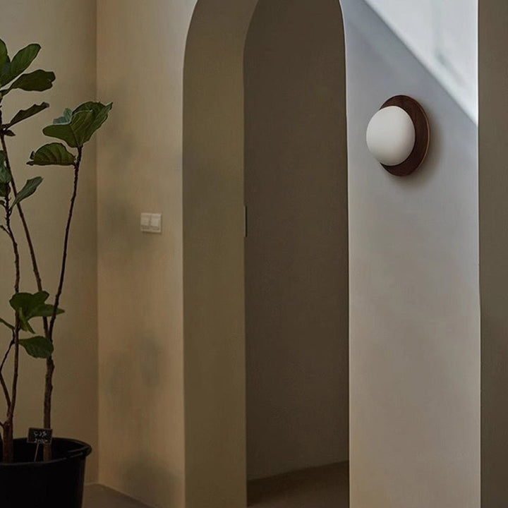 Naturalne drewno biała Prosta lampa ścienna