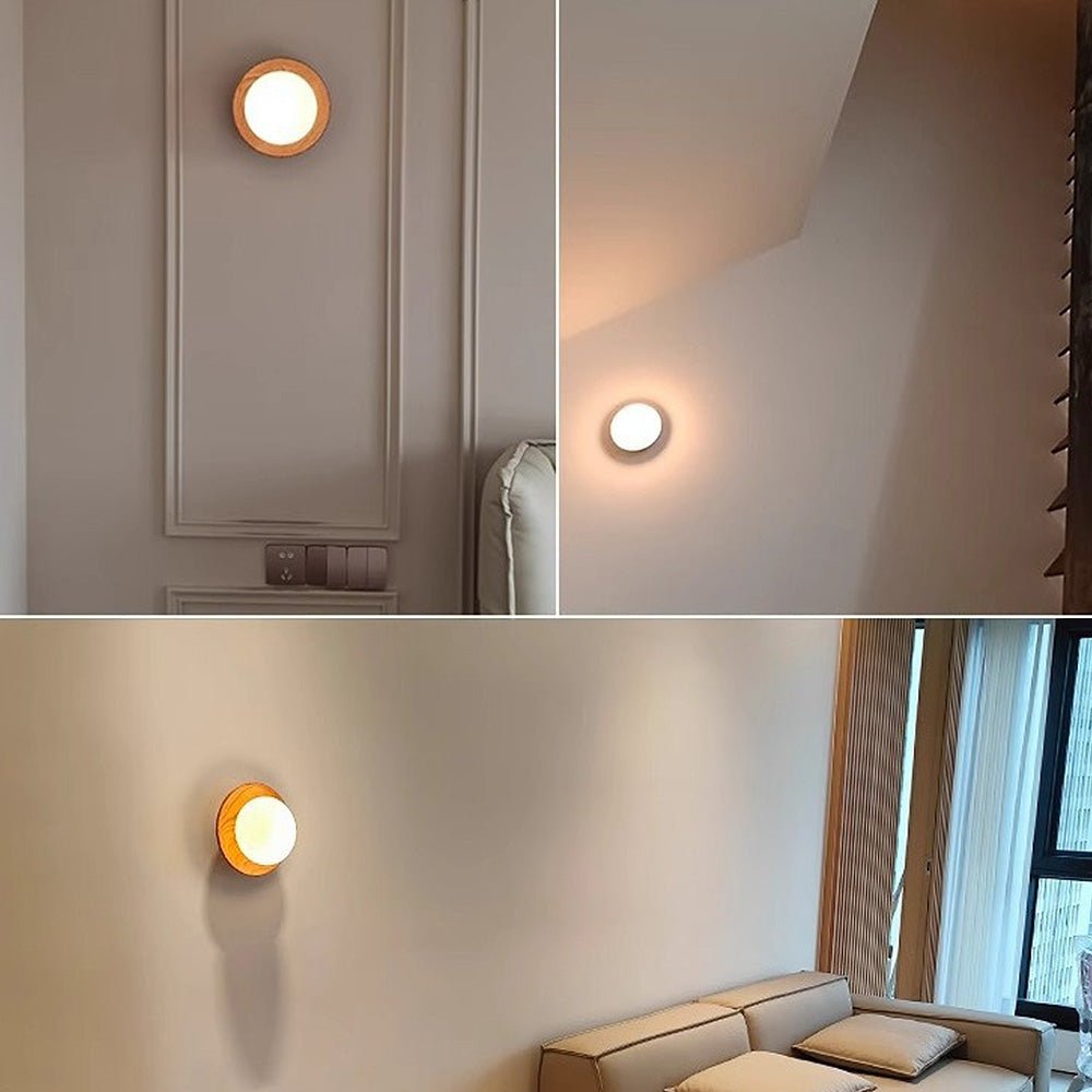 Naturalne drewno biała Prosta lampa ścienna
