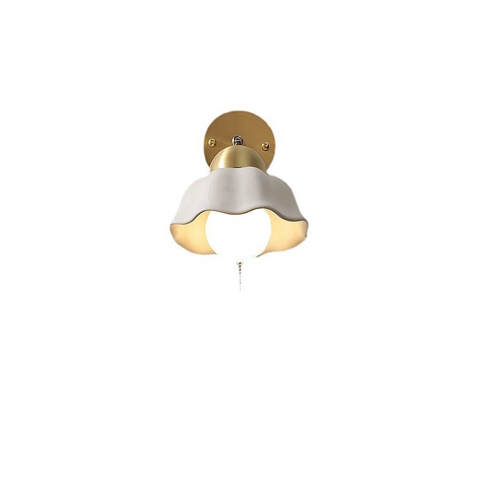 Retro Francuska Biała Lampa Ścienna Kwiatowa