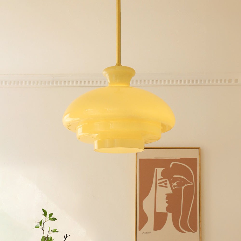 Lampa wisząca Bauhaus z bursztynowego szkła