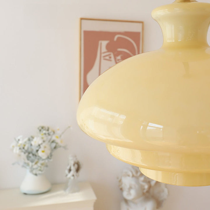Lampa wisząca Bauhaus z bursztynowego szkła