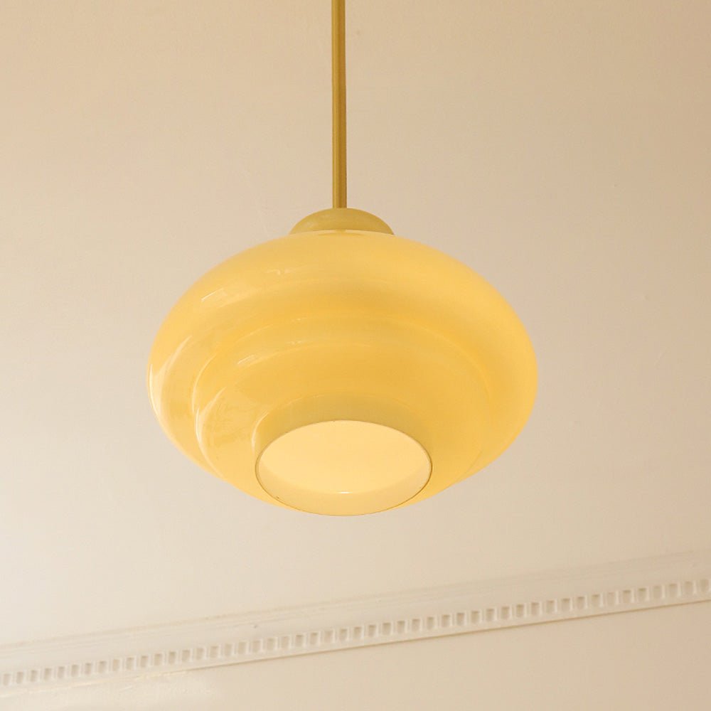 Lampa wisząca Bauhaus z bursztynowego szkła