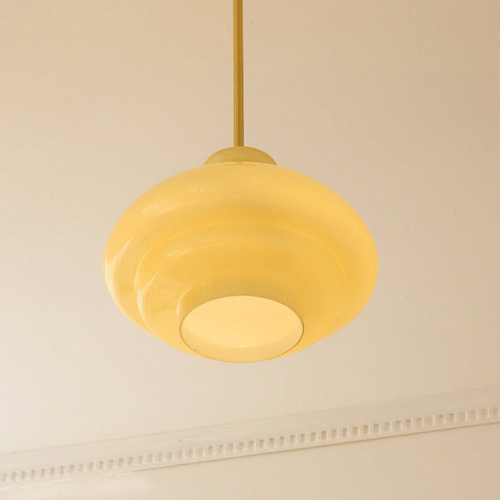 Lampa wisząca Bauhaus z bursztynowego szkła