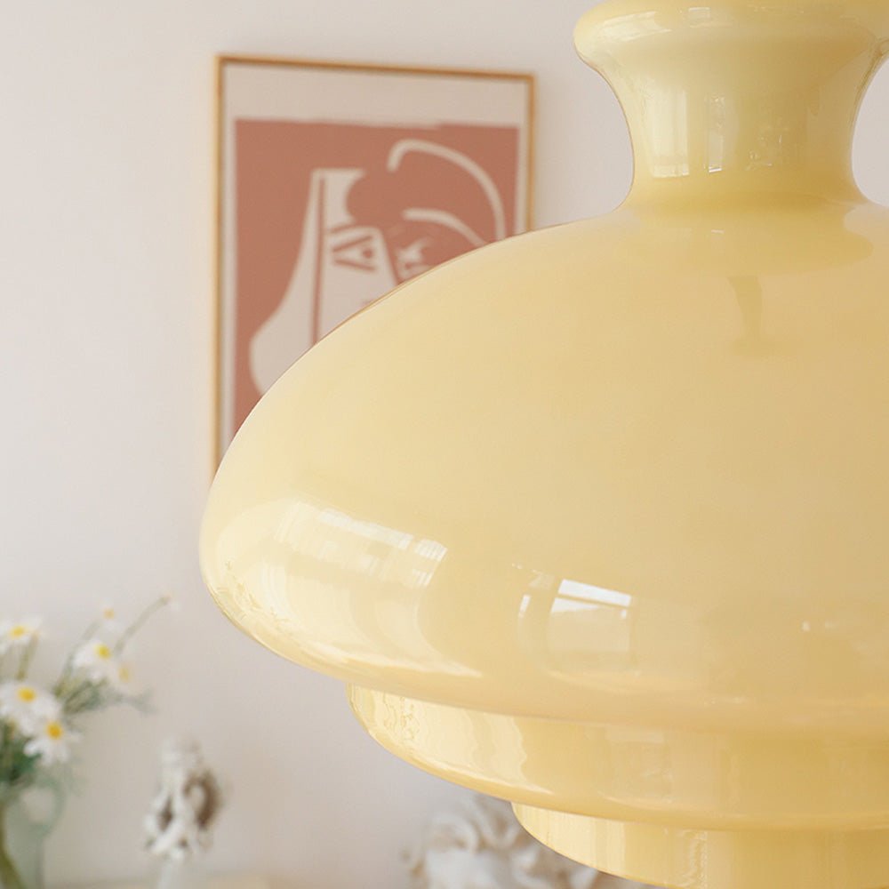 Lampa wisząca Bauhaus z bursztynowego szkła