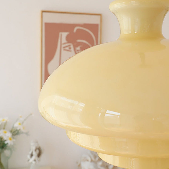 Lampa wisząca Bauhaus z bursztynowego szkła