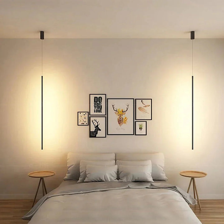 Minimalistyczna długa lampa wisząca LED z aluminium